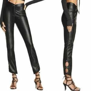 I.AM.GIA Cirdan Faux Leather Cutout Hem Pants Black XS Slim Fit EUC